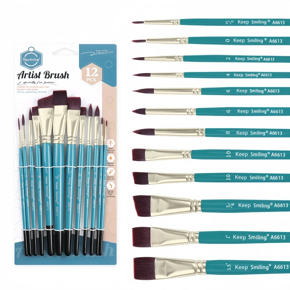 12pcs Face Paint Brushes Artist Acrylic Paint Brush Set for Face Body Shoe Painting, Ideal for Chrismas Halloween Cosplay Party