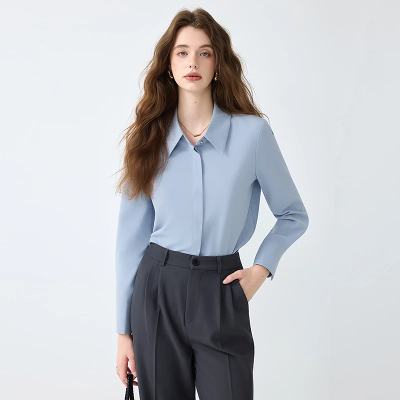 

Women's Chiffon Blouse Long Sleeve French Fashion Solid Color White Shirts Office Lady Clothes Elegant Korean Ladies Wear Tops