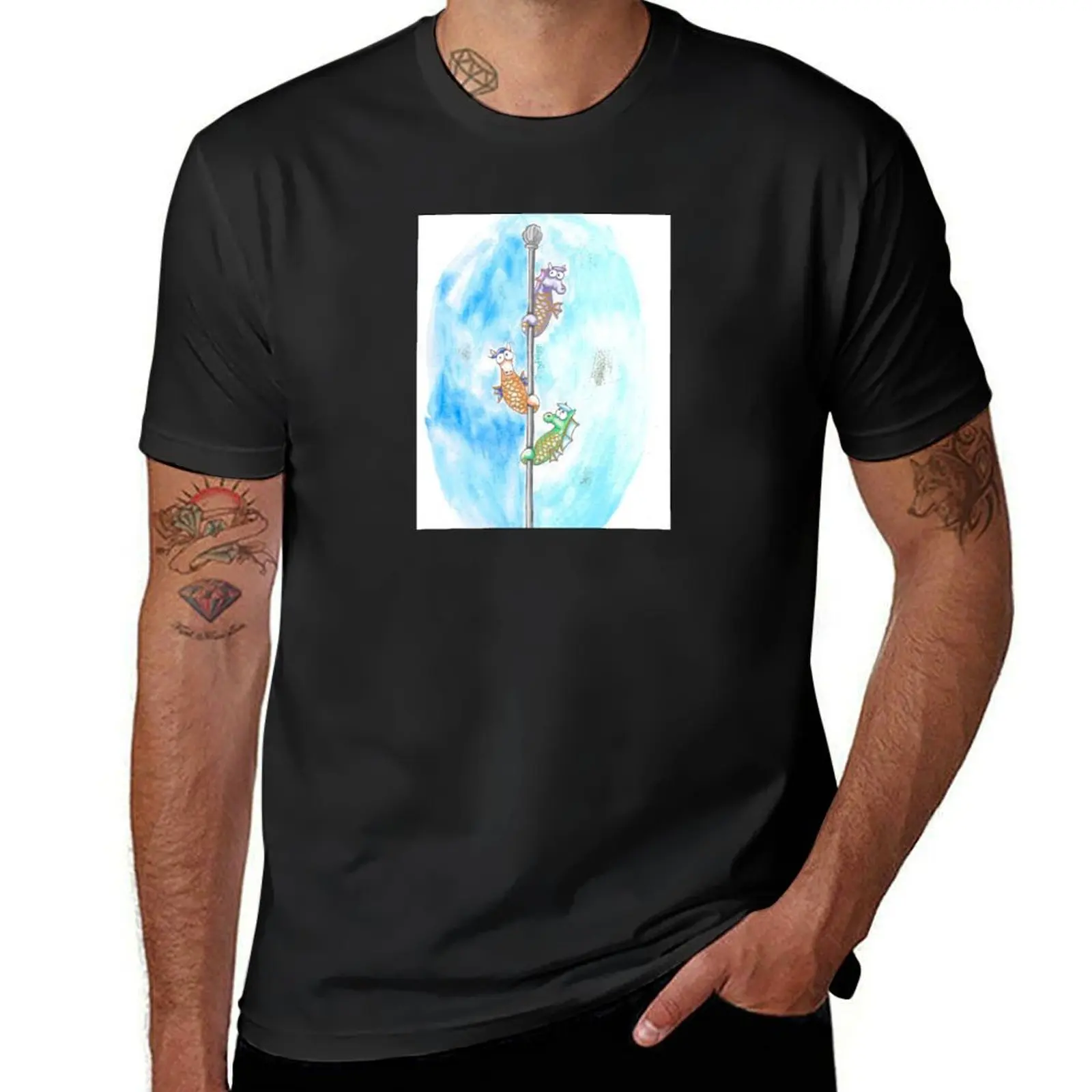 Pole Dancing Seahorses T-Shirt graphics quick drying blanks plain black t shirts men