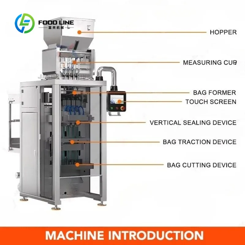 Customized 4 lane Auto Multilane VFFS 5g 15g 3-in-1 Instant Coffee Granules Multilane Granule Stick Sachet Packing Machine
