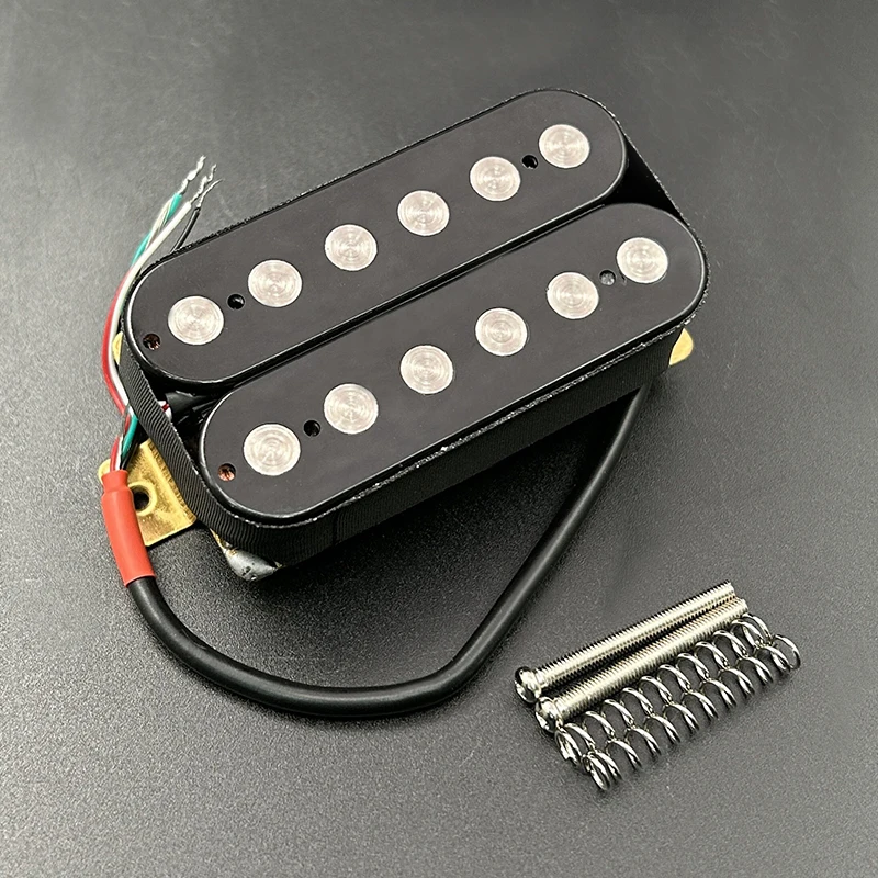 Electric Guitar Humbucker 6.3mm Big Pole Piece Dual Coill Guitar Pickup with 4 Conduct Cable/Coil Splitting Black/White