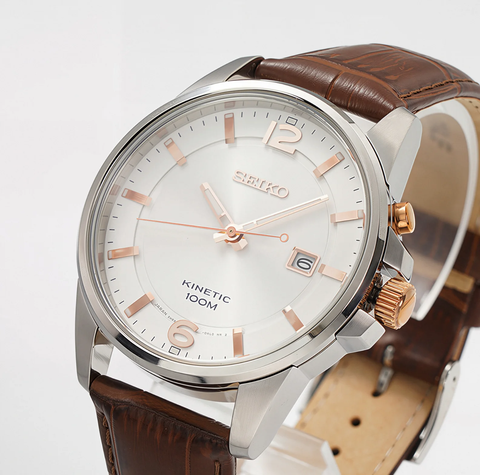 Original SEIKO SKA669J1 Kinetic Men's Watch 100M Waterproof Quartz Automatic Charging Leather Strap Luminous Wristwatch