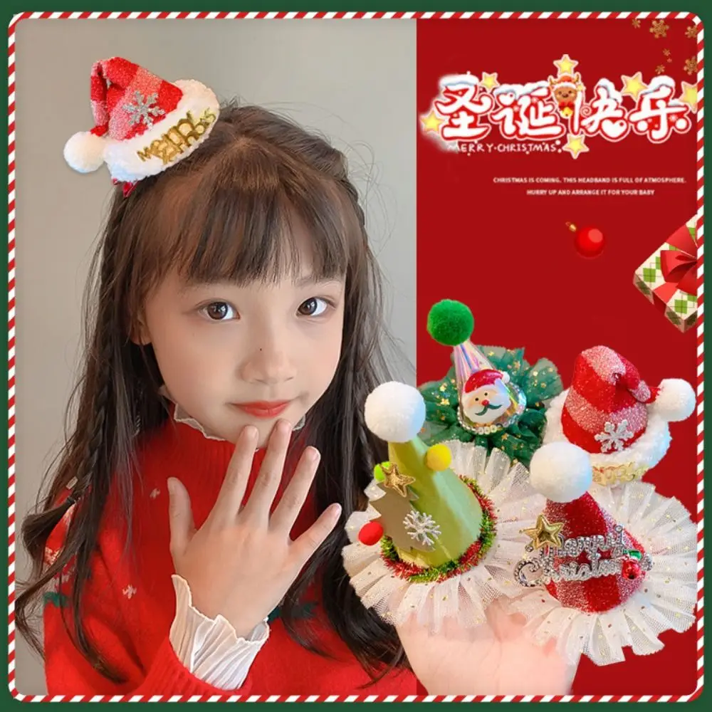 أزياء ستار عيد الميلاد مشبك شعر أفخم الكرة الأيائل سانتا كلوز منقار البط كليب لامعة الكورية نمط عيد الميلاد قبعة دبوس الشعر يوميا