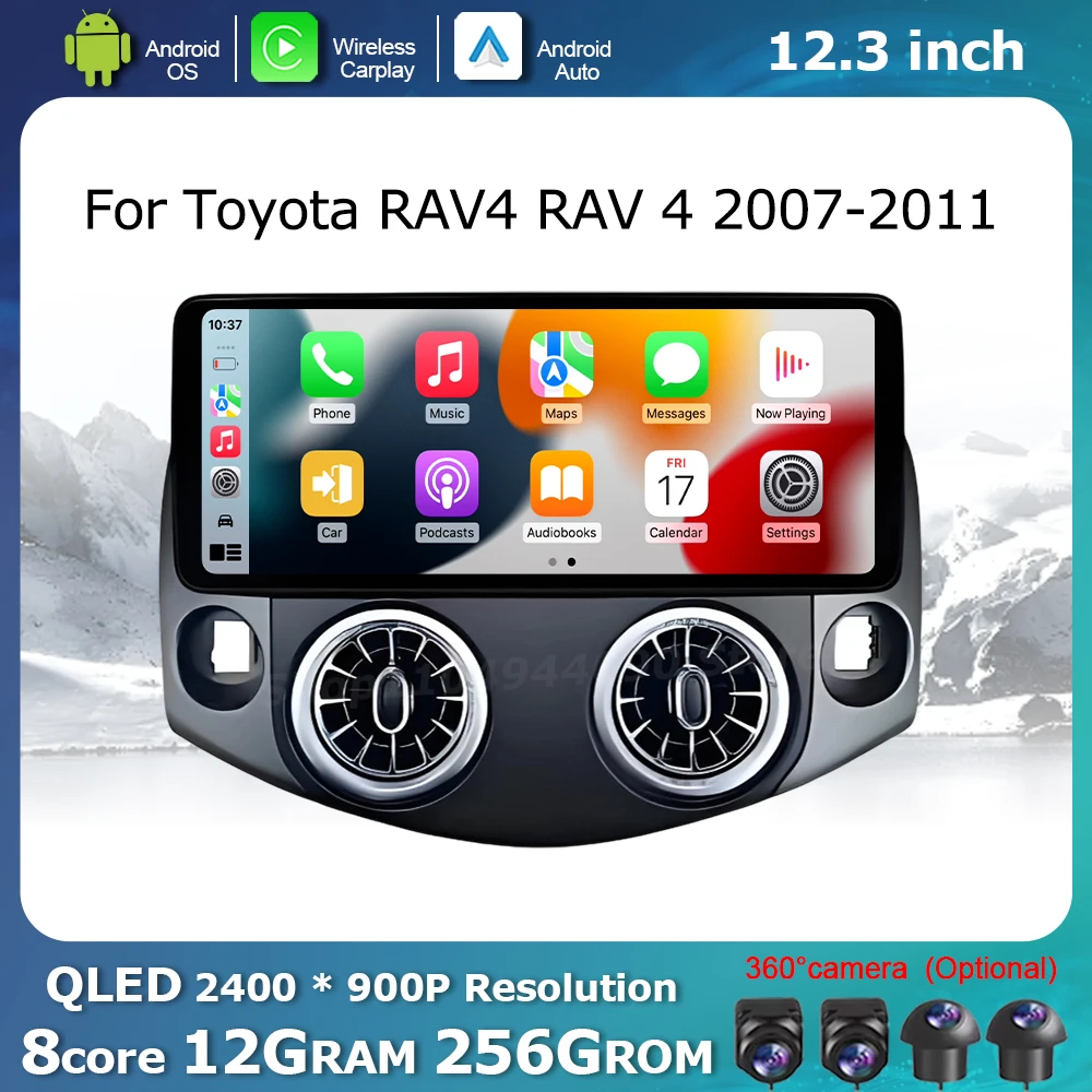 Carplay Android Auto for Toyota RAV4 RAV 4 2007-2011 Car Accessories Touch Display Screen Multimedia Radio Player GPS Navi WiFi