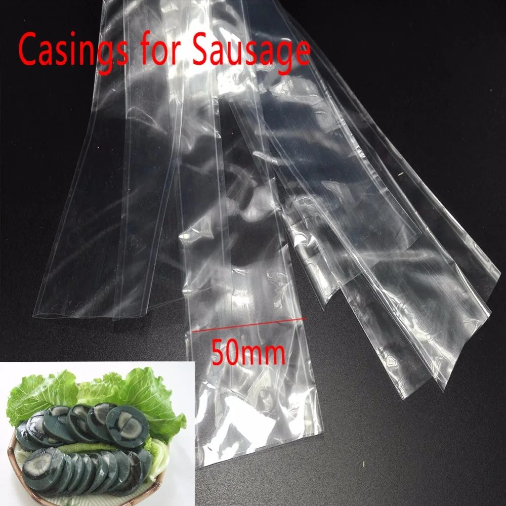 5 Meters Food Grade Casings for Sausage Salami Wide 50mm Shell for Sausage Maker Machine Hot Dog Plastic Casing Inedible Casings