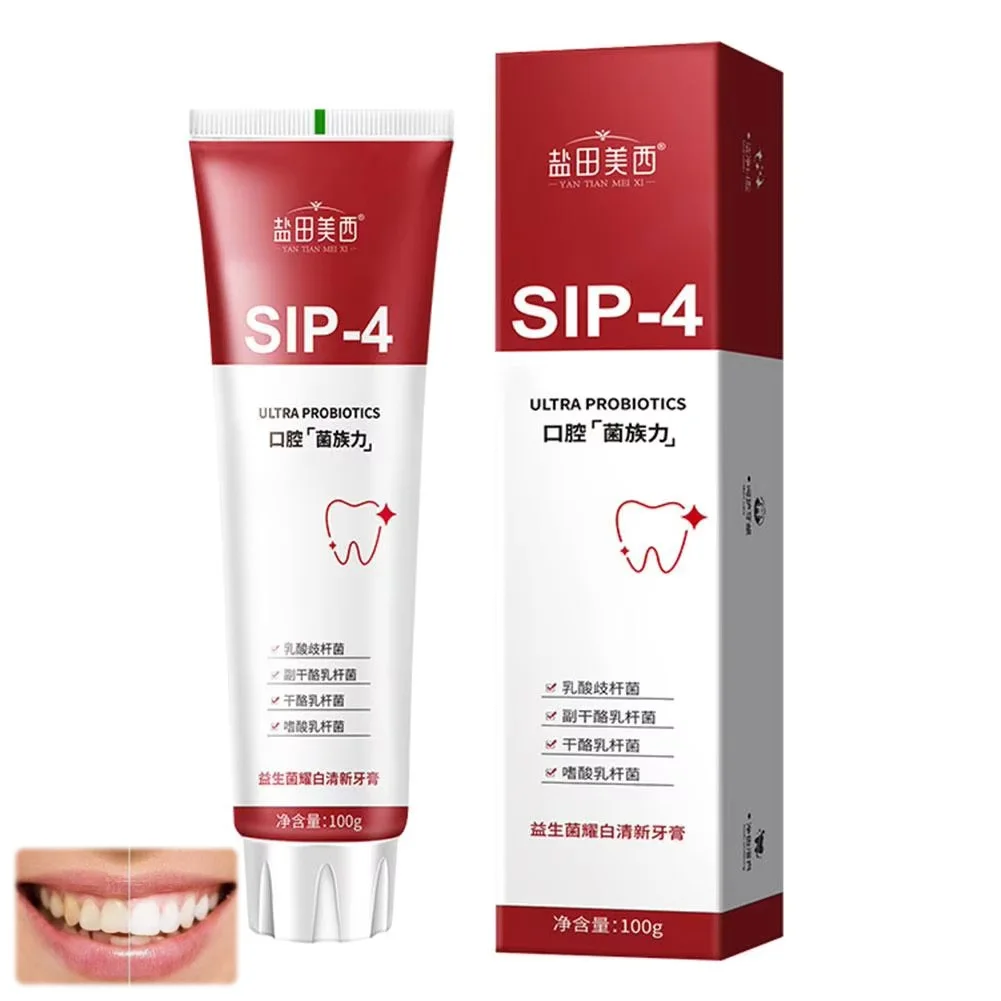 

100g Sip-4 Probiotic Whitening Toothpaste Brightening & Removing Improve Fresh Stain Teeth Yellow Breath Sp-4 Toothpaste D3K4