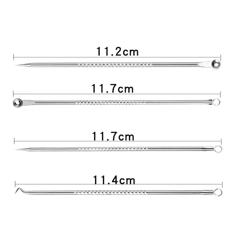4Pcs Stainless Steel Blackhead Remover Pimple Popper Tools ,Acne Comedone Zit Blackhead Extractor Tool For Nose Face