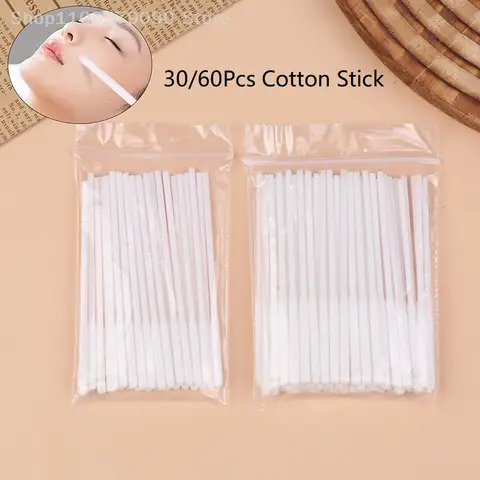 30/60Pcs 8cm 뷰티 애플리케이션 스팟 제거를위한 딥핑 코튼 스틱 액체 에센스 속눈썹 연장 접착제 제거 화장품 Best5