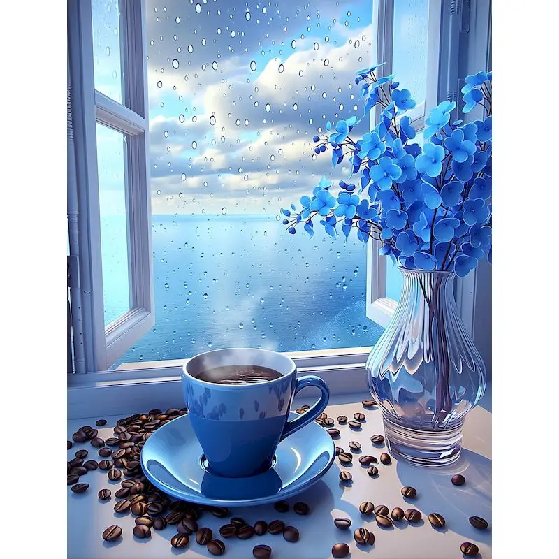 

GATYZTORY 5D Diamond Painting Window Seaside Embroidery Landscape Full Drill Mosaic Mountain Cross Stitch Kits Wall Art
