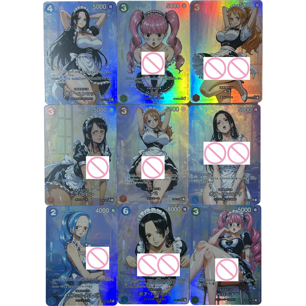 

9Pcs/set Anime OPCG Sexy Collection Card Nami Uta Perona Big Chest Big Butt Refractive Color Flashing Card Gifts 63*88mm