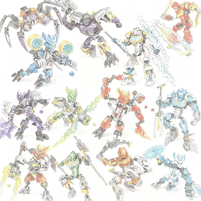 Image of Goldene Maske Bionicle Ice Master Bausteine Schutzfigur Kopaka Anime Actionfiguren Soldat Roboter Bausteine Spielzeug für Jungen Geschenke