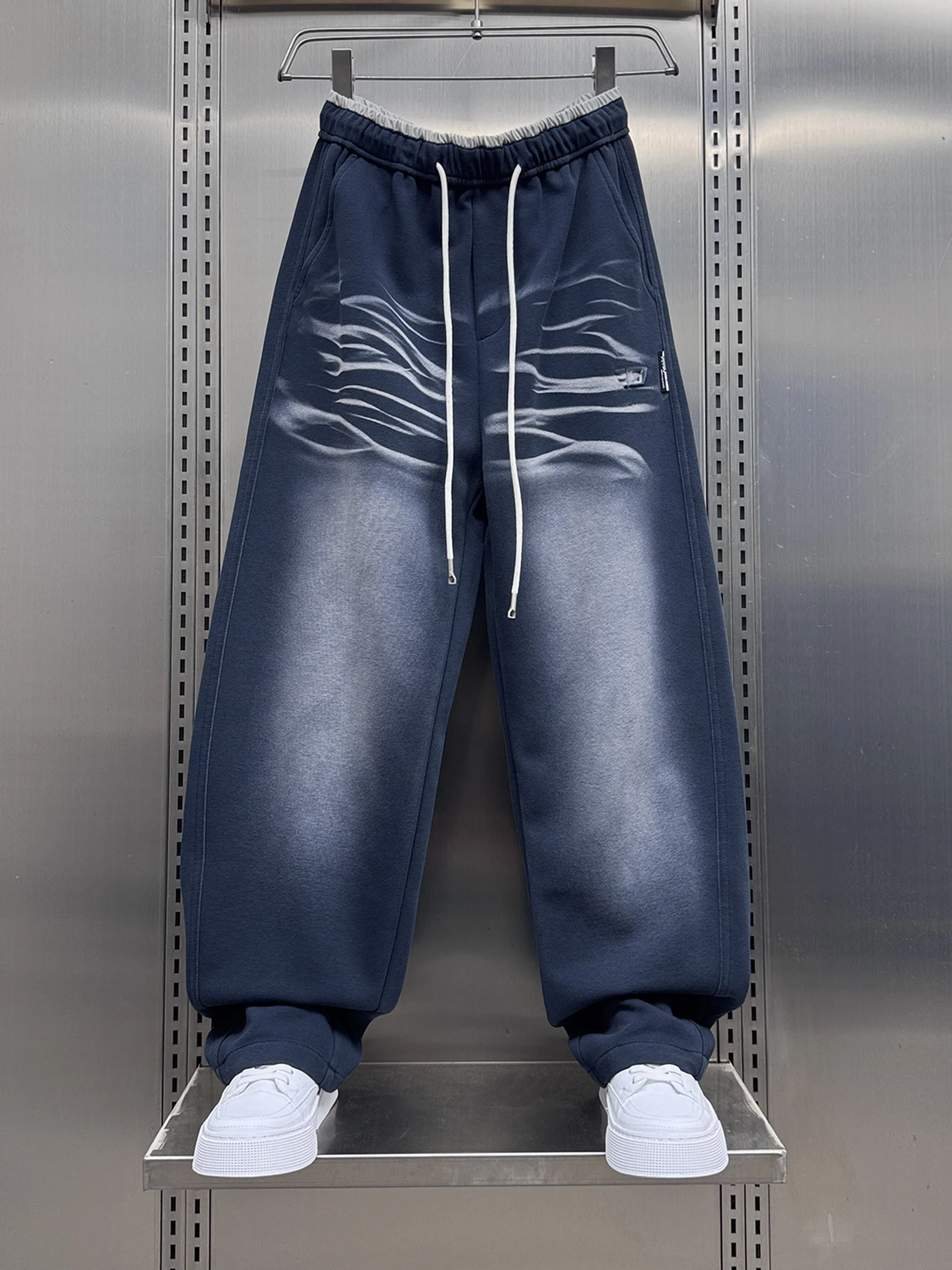 

Autumn 2025 Men's Casual Straight Leg Sports Pants Hong Kong Sle Loose Fit Elastic Waist Versatile Cotton Blend Faionable