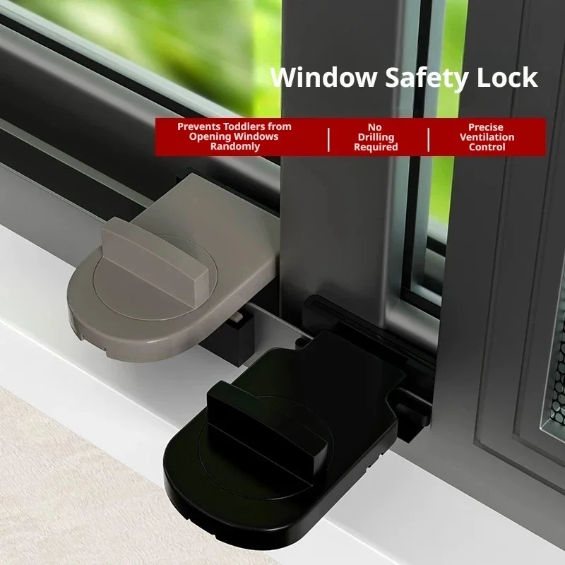 No-Drill Sliding Door Lock, Child Safety Lock for Sliding Windows, High-Rise Anti-Fall Limiter, Anti-Theft Safety Latch
