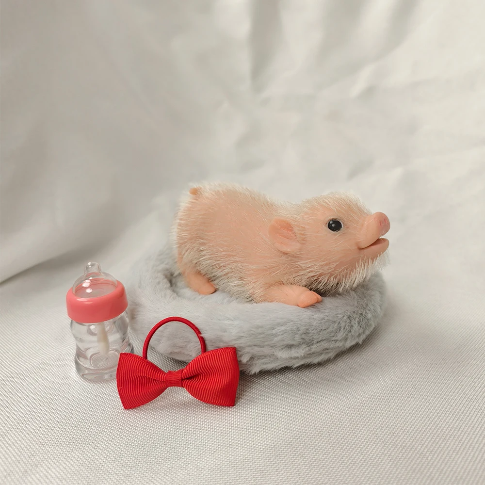 Cerdito de Silicona de 5 Pulgadas, Suave y Adorable, Mini Animales Realistas con Accesorios, Muñeco de Cerdo Recién Nacido Realista, Juguete Antiestrés, Regalo