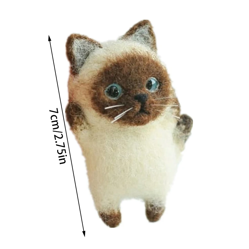 Unfinish Simulation Cat Animal Wool Needle Felting Package Material DIY Felted Kits Non-Finished DIY Wool Felt Doll For Kids