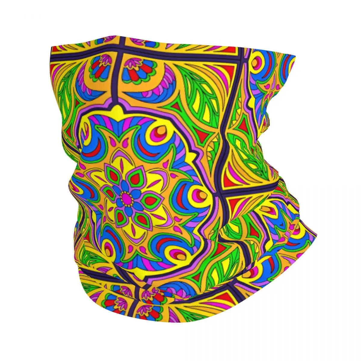 Psychedelic Hippie Flower Power Bandana Neck Gaiter Printed Balaclavas Wrap Scarf Multifunctional Cycling Running for Men Adult