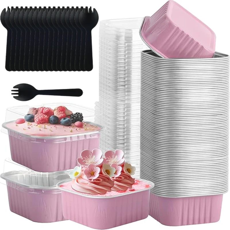 50 pçs forros de muffin folha de alumínio copos de cupcake latas de muffin rameks cupcake assadeiras suportes de cupcake creme fontes de festa