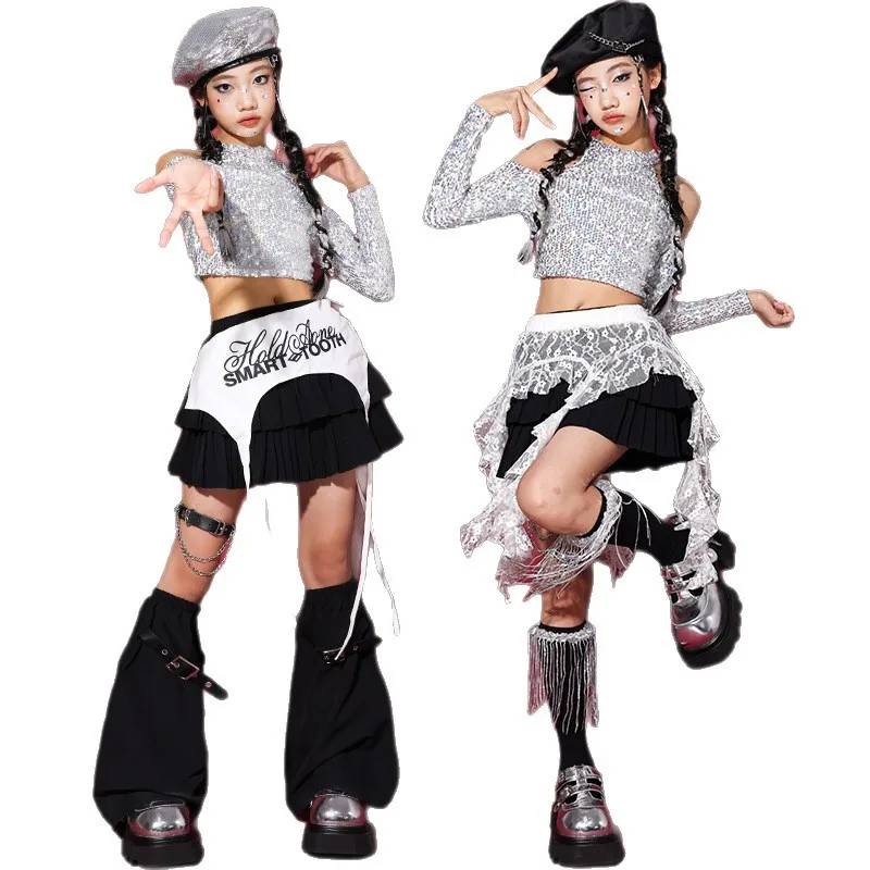 Hip Hop Outfit Girls Crop Top Street Dance Cargo Pants Kids K-pop Shorts Streetwear Children Jazz Costume Girl Group Clothes Set