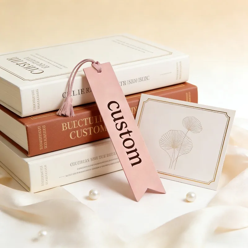 Marque-page en cuir PU double face avec nom personnalisé au laser, avec pompon, texte personnalisé, cadeau, bloc-notes, marque-page, pagination de lecture