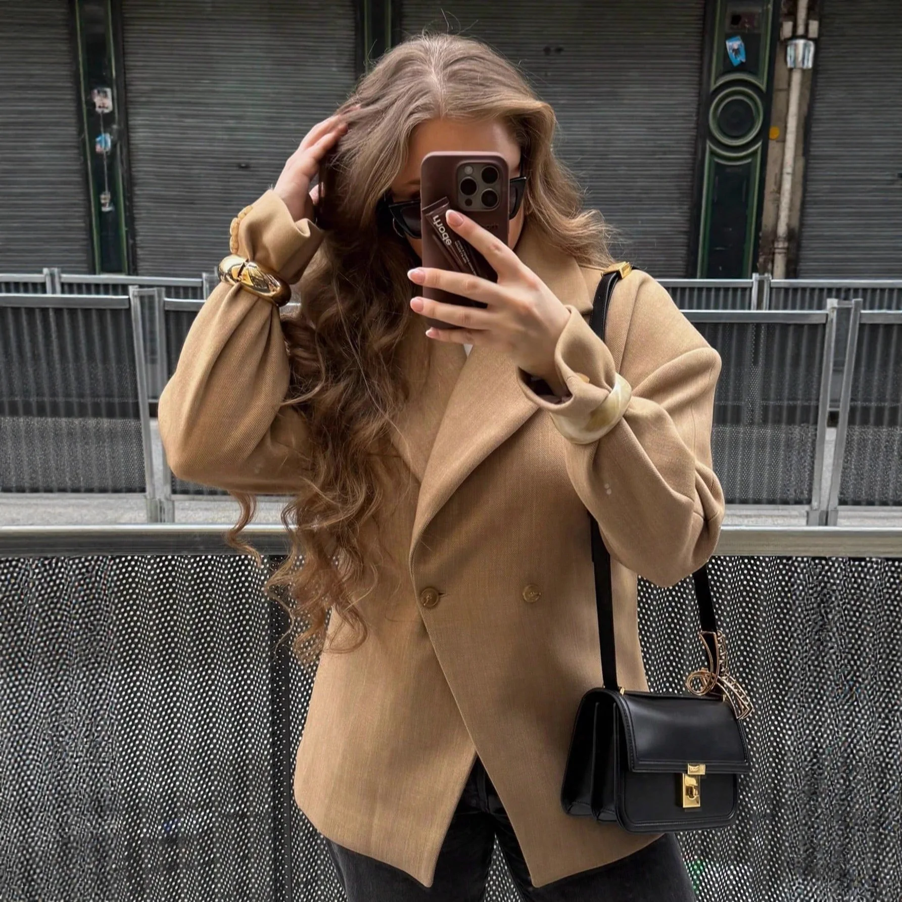 

Autumn Winter Fashion Casual Waist-Cinched Coat Structured Blazer Daily Commuting Lapel Top Women's Buttoned Blazer Jacket