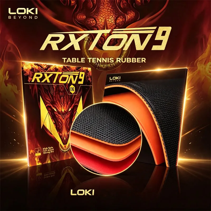 loki-rxton9-9neo-テーブルテニスラバーシート-オレンジ-ブルースポンジ付き-無機質プレチューン-スティッキーピンポンラバー-ループアタック