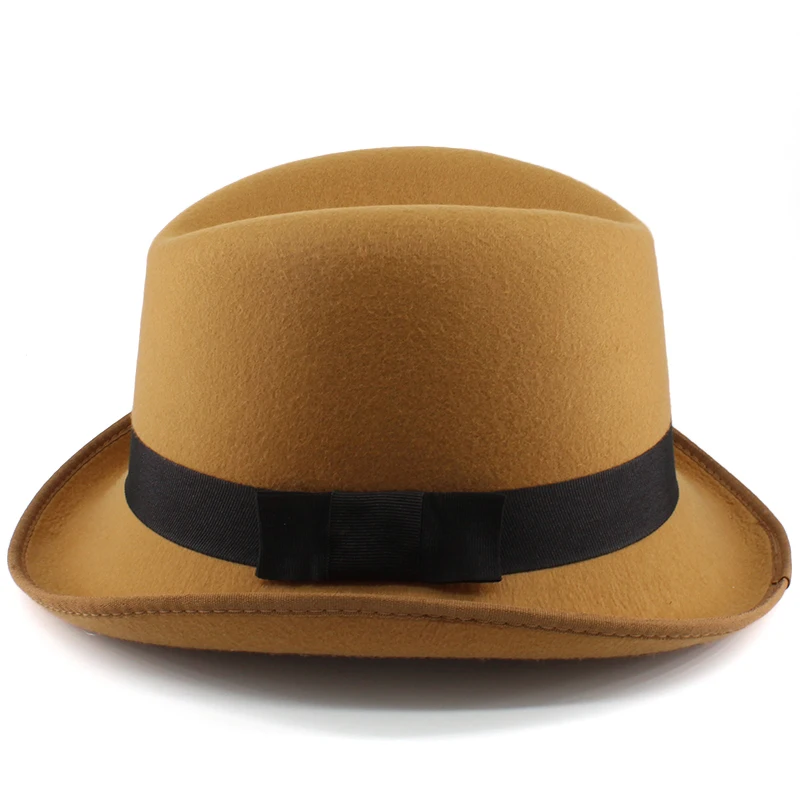 Männer Frauen Klassische Retro Wollmischung Homburg Hüte Woll-Fedora-Kappen Trilby Sonnenhut Reise Party Einstellbar UK M-L US 7 1/8-7 3/8 – Detail 12