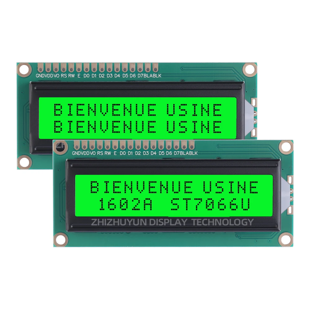 Módulo Europeu LCD De Caracteres, Tela Monocromática, Controlador De Filme Verde Amarelo, ST7066U, 1602A, 16x2