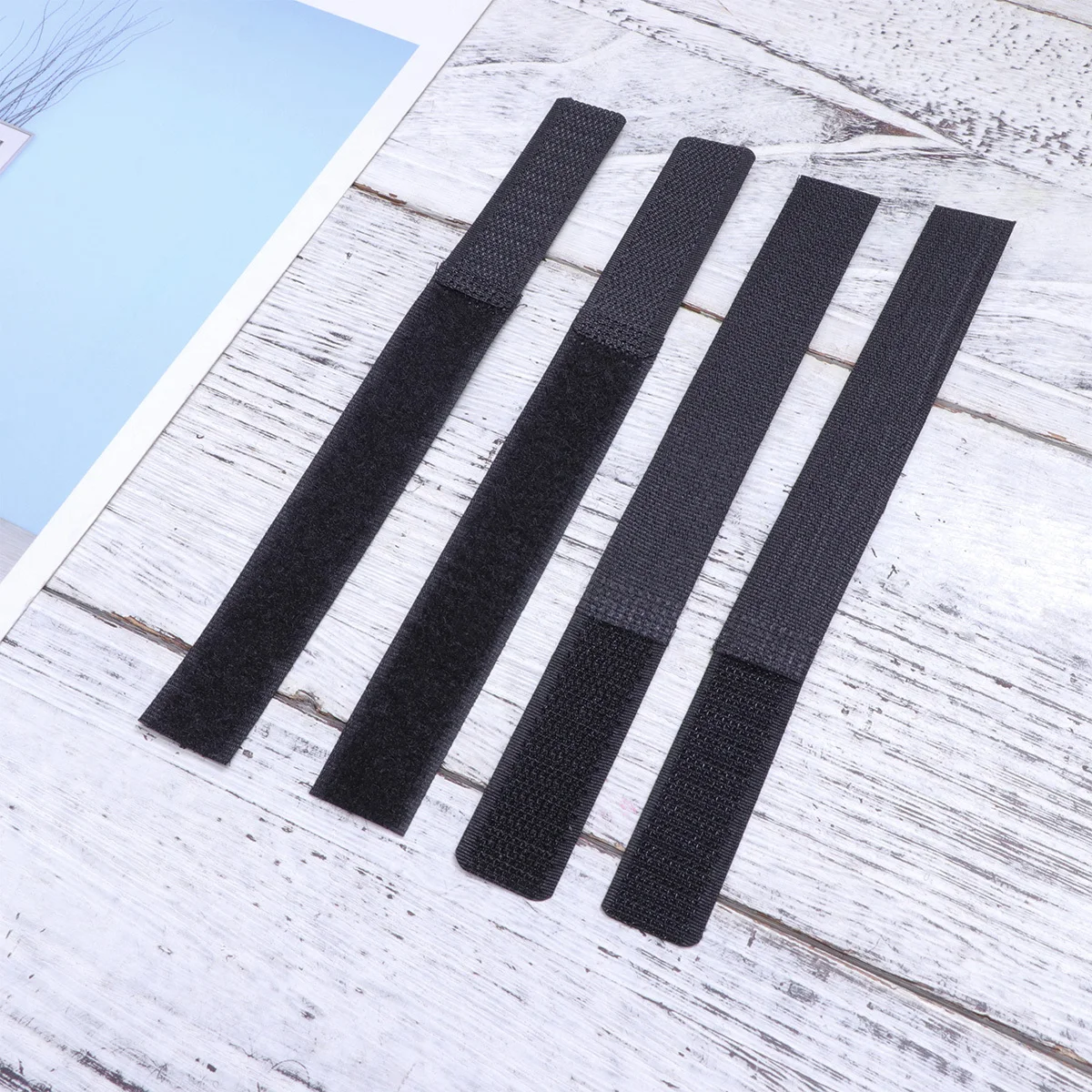 10 pcs 2X18Cm Reusable Black Cable Straps Hook Loop Fastening Ties For Wires Cords Organization Around Desk Home Entertainment