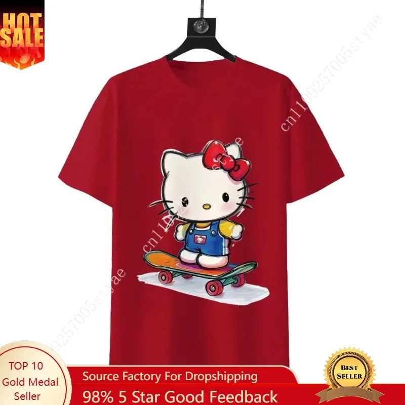 

Sanrio Skateboard Hello Kitty Graffiti Tee Red T-Shirt with Cartoon Character Design for Fans of Sanrio Characters