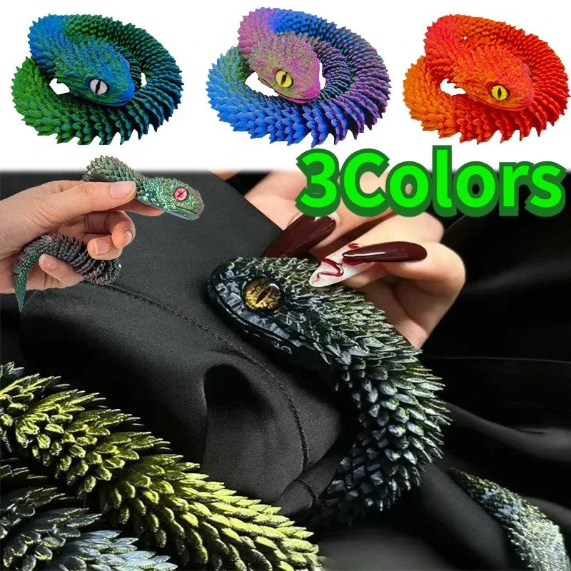 2025 New 3D Printed Viper Handicraft Simulating Snake Creative Figures Multi-joint Movable Desktop Decorative Ornaments Gifts