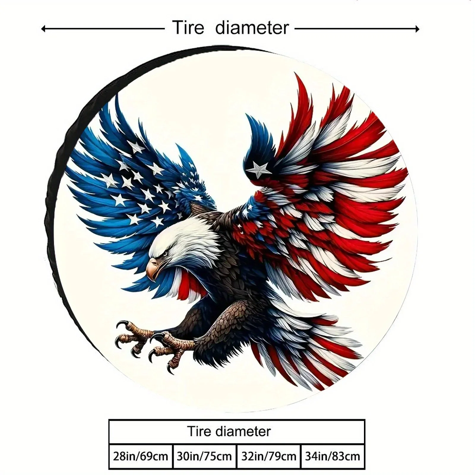 Adventure-Proof, Patriotic Eagle & American Flag Spare Tire Cover - Durable Polyester, Fit For RVs, Campers & Trailers