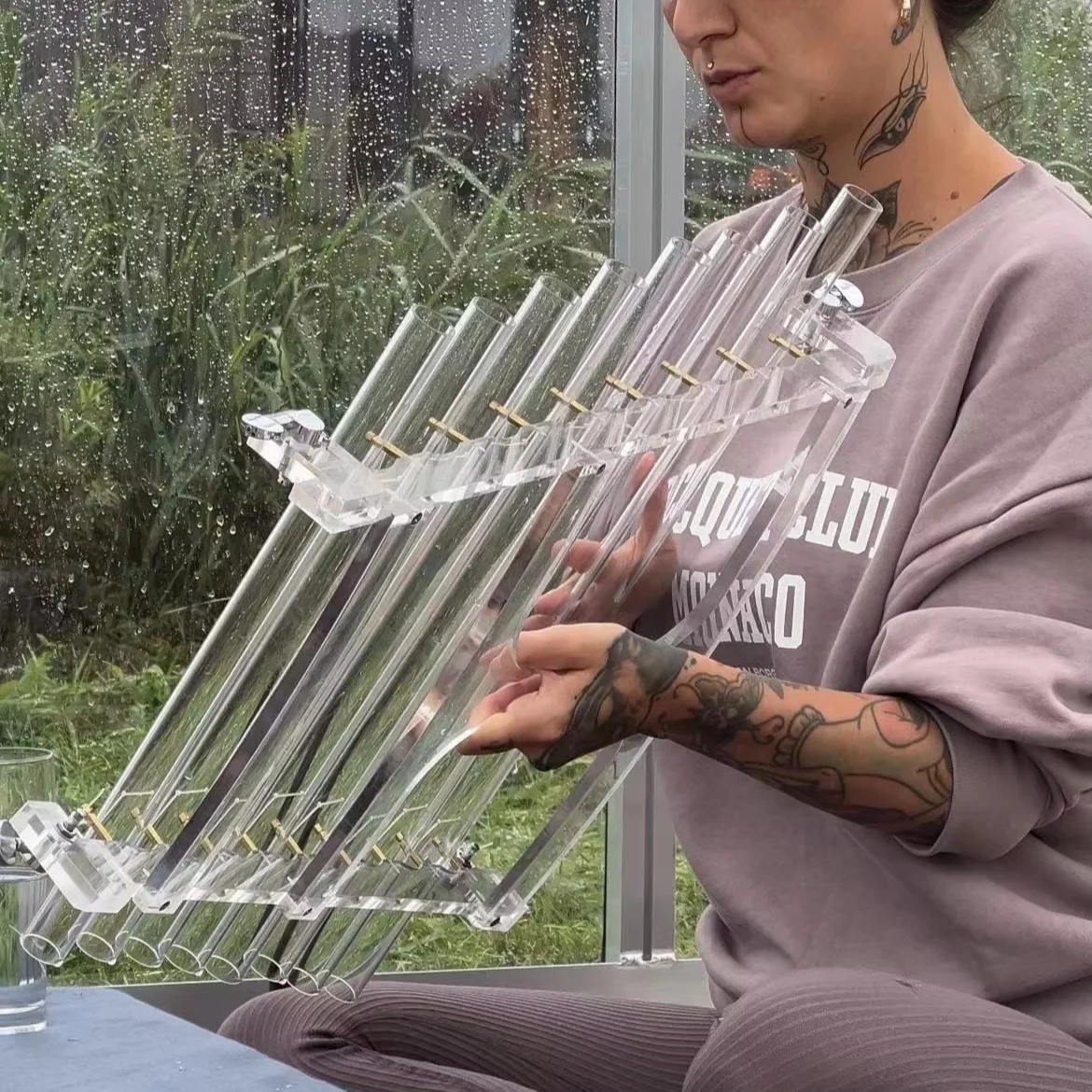 99.99% Pure Quartz 432hz Hand-held Healing Harp Crystal Singing Harp for Sound Healing Instruments and Meditation