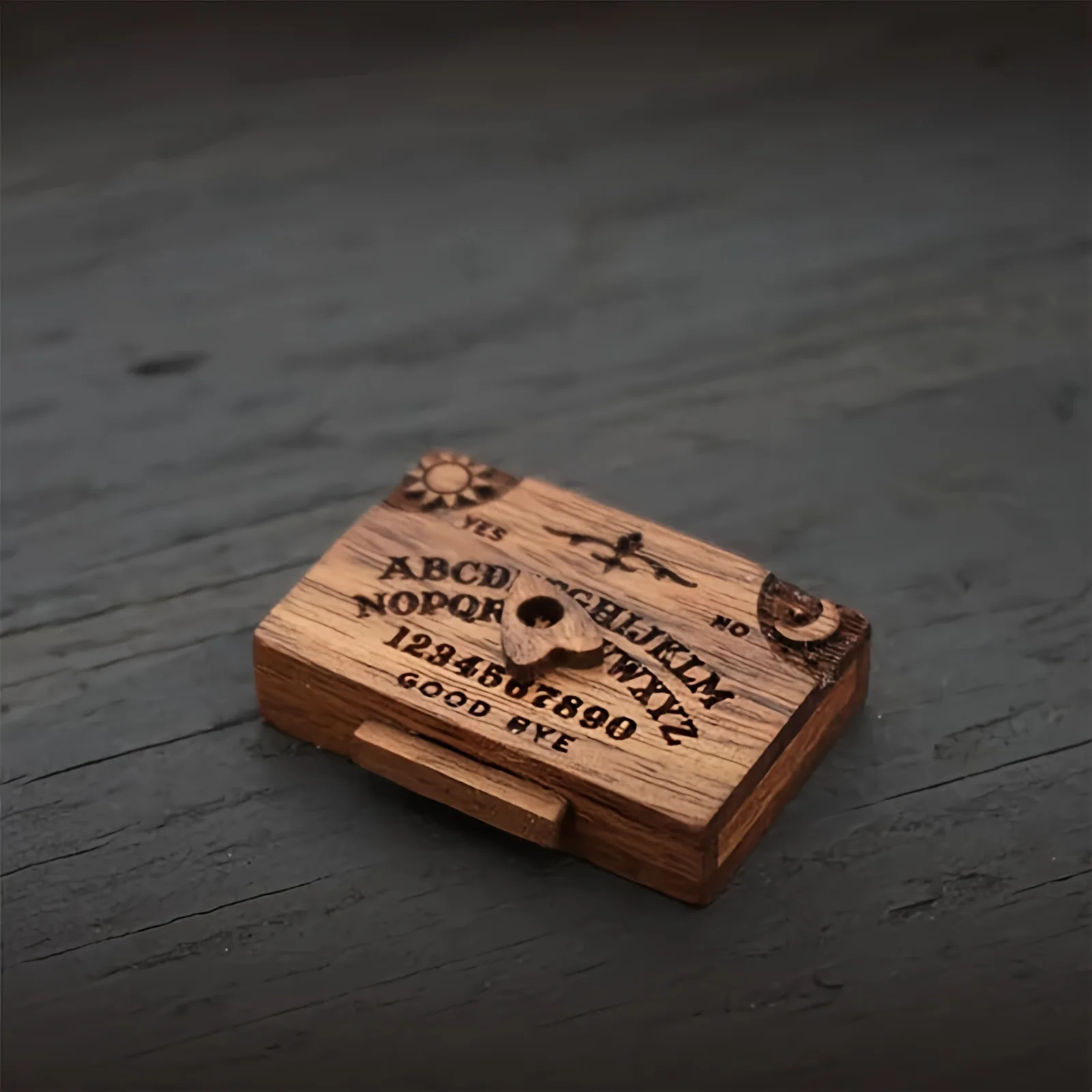 Mini Ouija Board With Drawer Wooden Miniature Spirit Board Miniatures With Planchettes Emotional Love Drawer Home Decoration