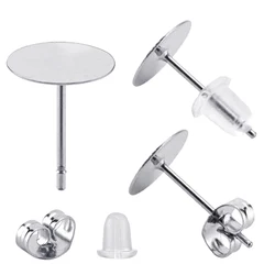 100pcs Stainless Steel Hypoallergenic Earring Studs Posts with 300pcs Butterfly Rubber Bullet Back for DIY Ear Jewelry Making