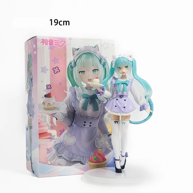 

Kawaii Hatsune Miku Anime Figure Toys 19cm Cat Ear Maid PVC Action Figurine Cute Cartoon Desk Decoration Model Dolls Gifts
