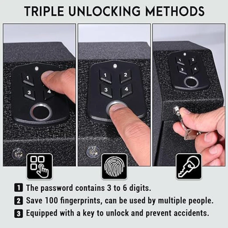 gun safe Secure and Convenient Fingerprint Password Key Gun Box Safe for Home and Office Storage cofre para arma