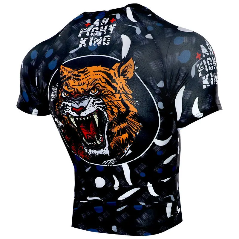 New Arrival MMA Quick Dry Sportswear Brazilian Jiu-Jitsu Fighting Thai Boxing Clothing Short Sleeve Tiger Print T-Shirt Tops
