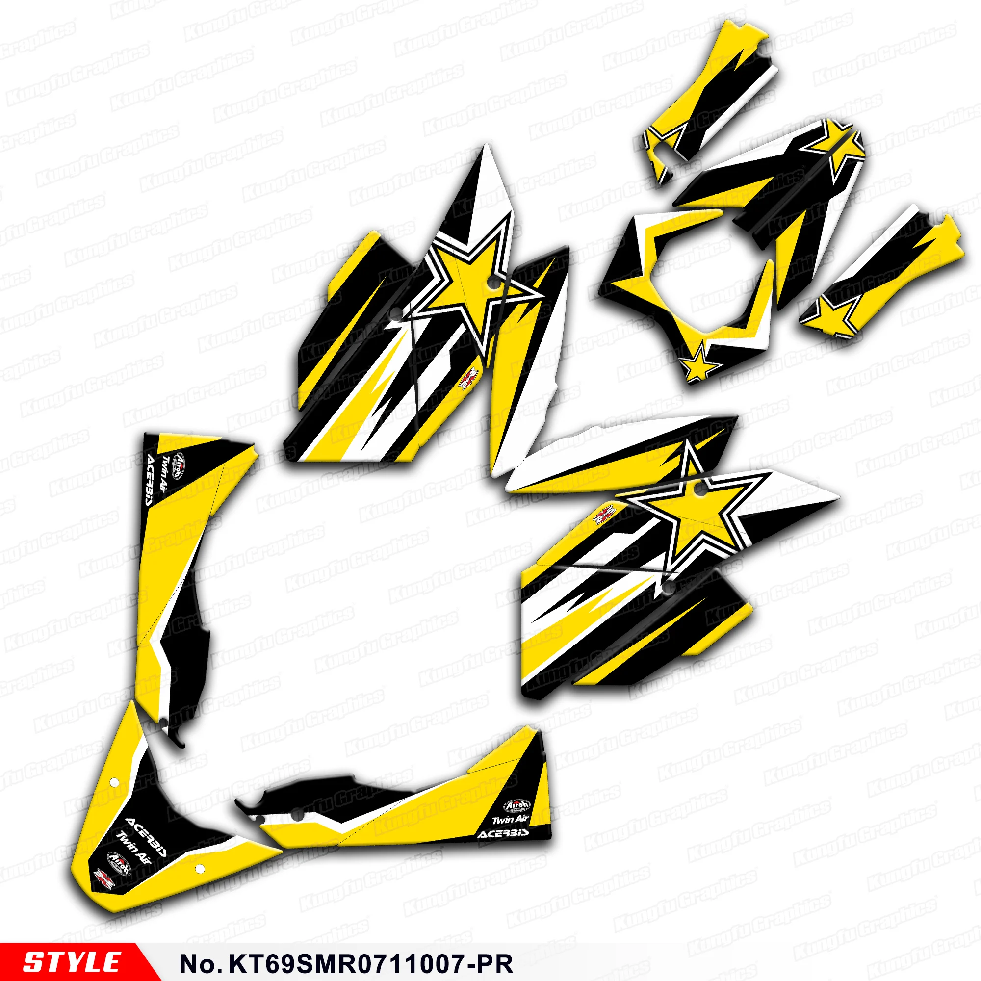 

JY RACING Graphics Kit Sticker Kit for KTM SM SMR 690 2007 2008 2009 2010 2011,Decorative,Yellow Star, KT69SMR0711007-PR