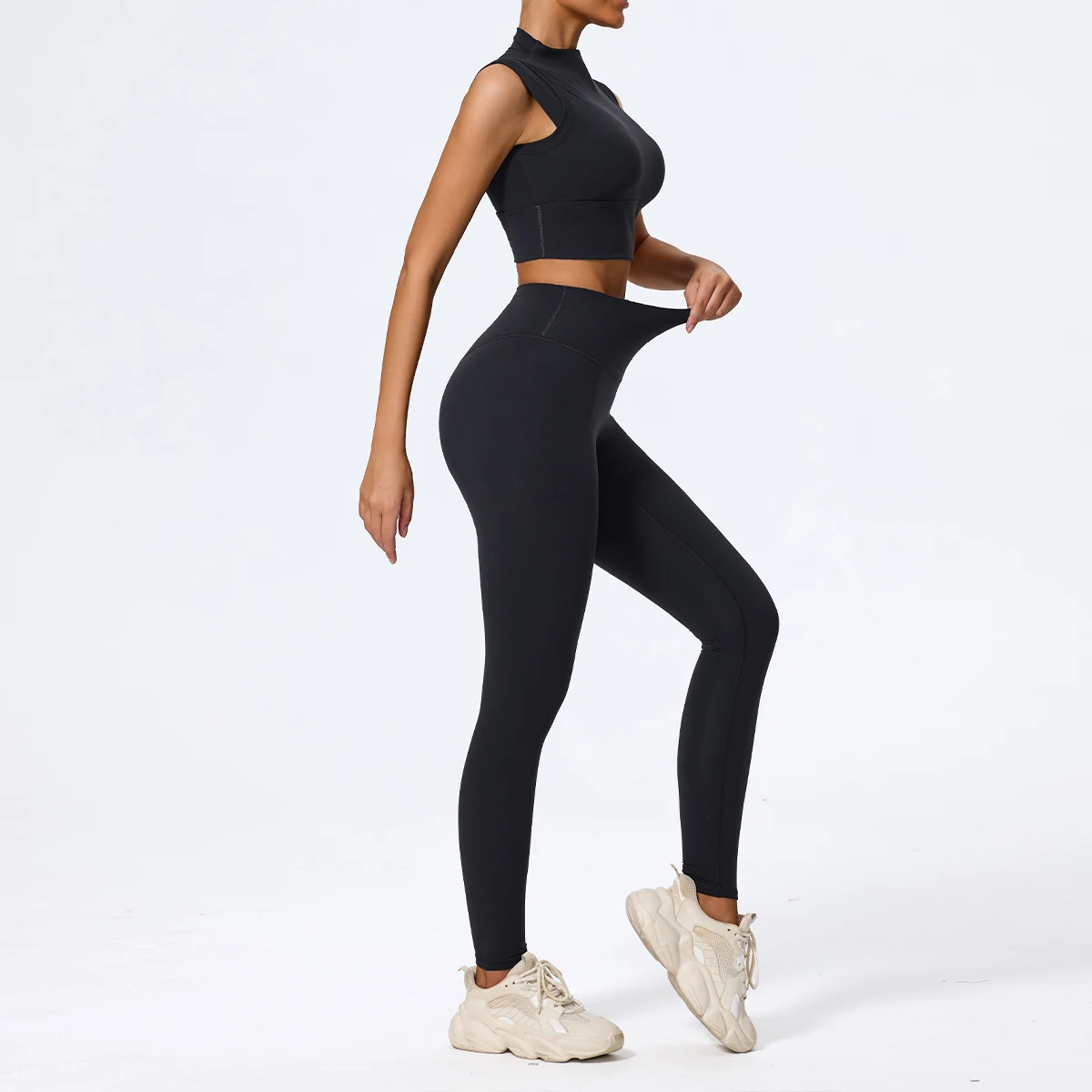 Ctenkevet Summer Women 2Pcs Sleeveless Sports Sets Female Gym Two-piece Yoga Set Running Outdoors Shockproof Vest Suit Women