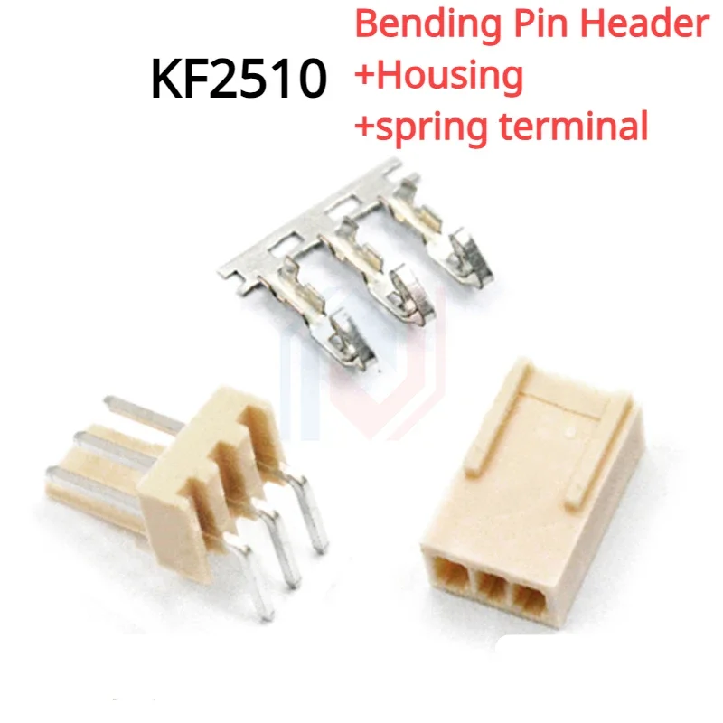 10 SetS/Lot KF2510 Kits Connector2.54mm Pitch 2/3/4/5/6/7/8/9/10P Bending/Straigh Pin Header+Housing+spring terminal