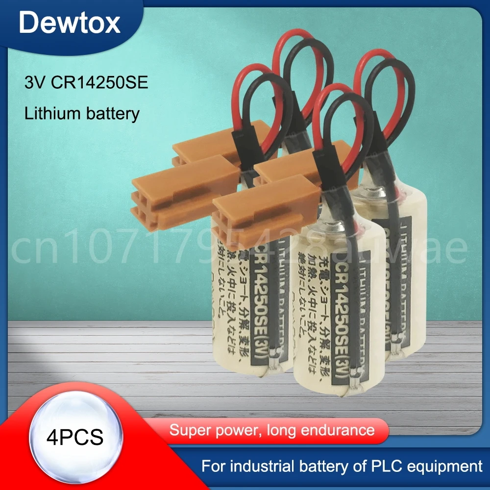 4PCS Original CR14250SE 3V 1000mAh CR1/2AA CR14250 14250 CNC PLC Industrial Battery with Brown Plug