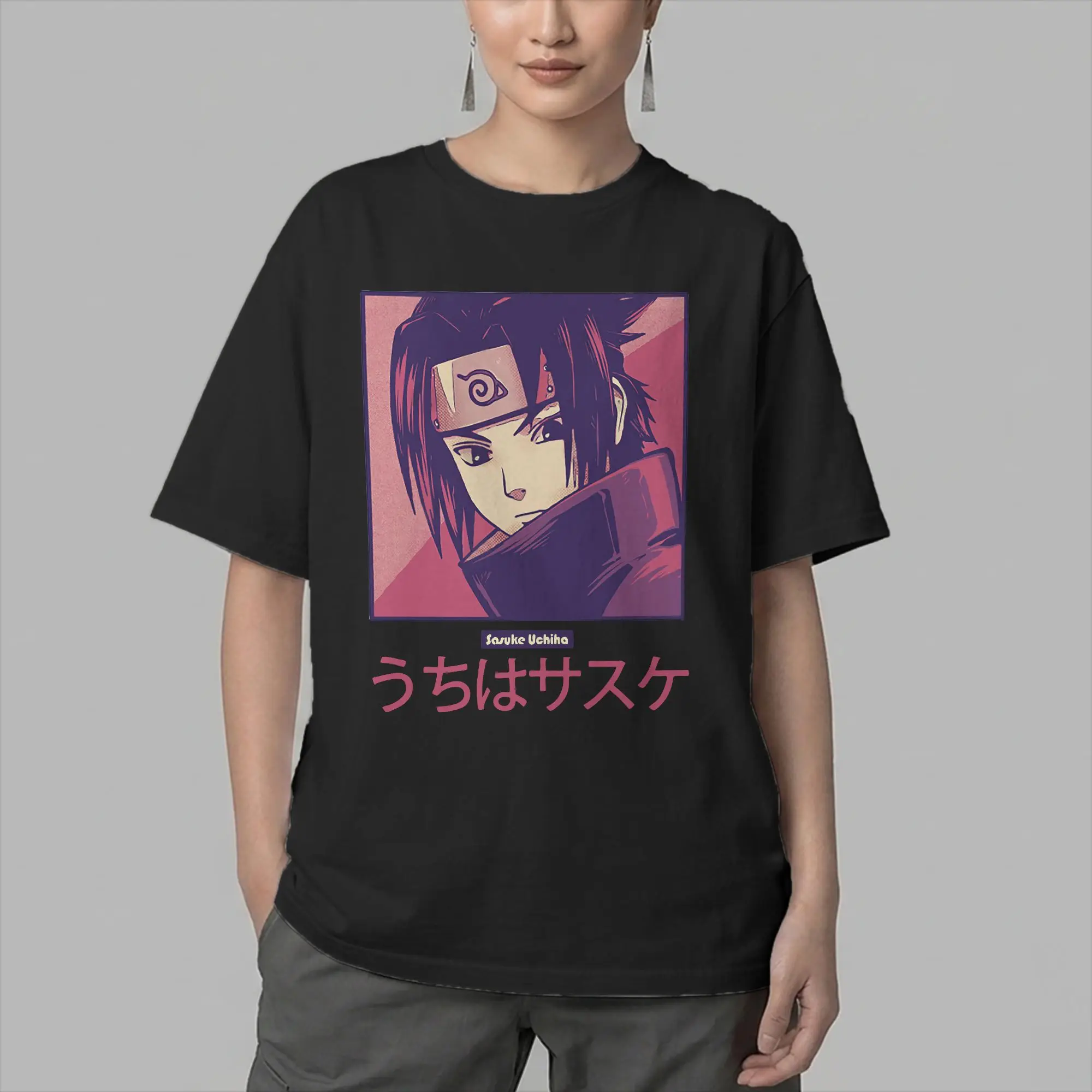 Men T-Shirt Sasuke Uchiha Naruto Unique Cotton Tee Shirt Short Sleeve  T Shirts Round Neck Clothing Unique