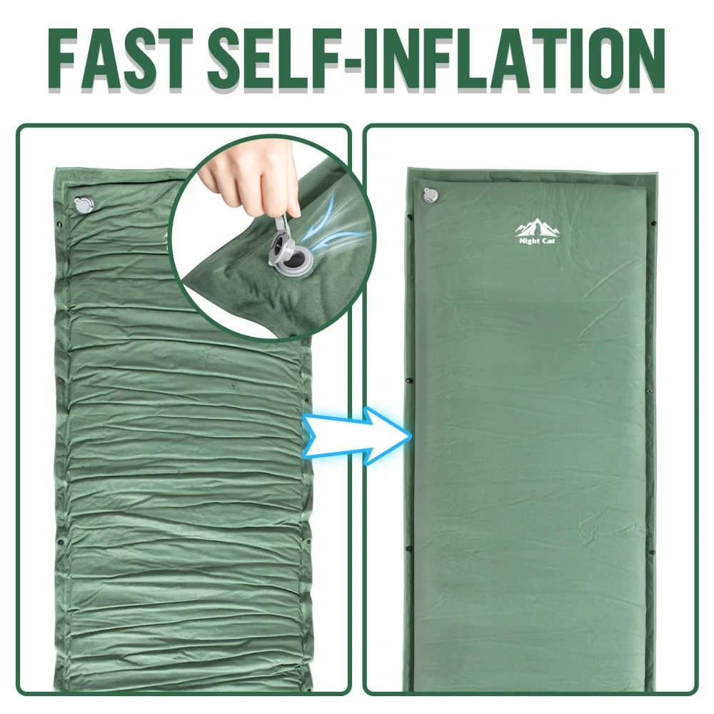 Night Cat Self-Inflating Sleeping Pad: Camping Mattress Single Memory Foam for Hiking - Comfortable Camping Mat Air for Outdoor
