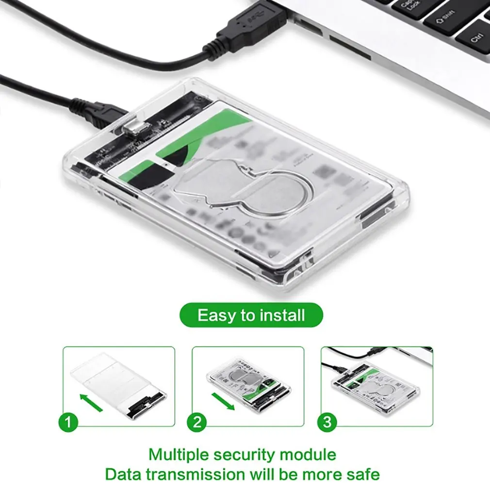 New 2.5 Inch Hard Disk Box HDD SSD Shell Boxes USB 3.0 SATA Serial Port Transparent 5Gbps UASP Speed External Hard Drive Case