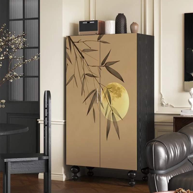 Retro wardrobe living room decorative cabinet, bedroom solid wood against the wall can store independent wardrobe