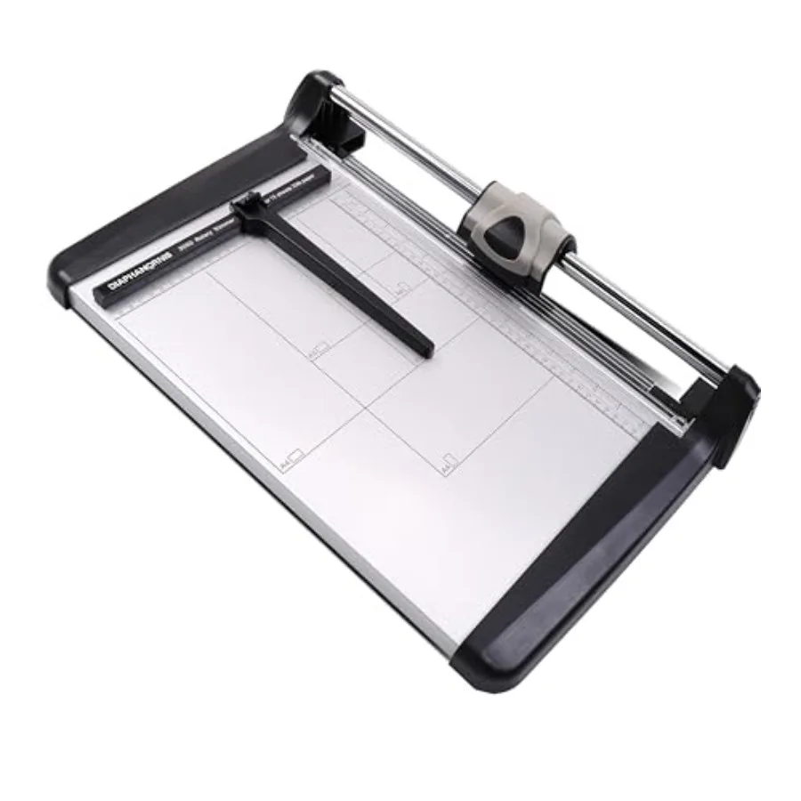 

Rotary Paper Cutter for Offices Homes Printing Shops Photo Studios, Heavy Duty Steel Construction, Black with Silver Accents, 3