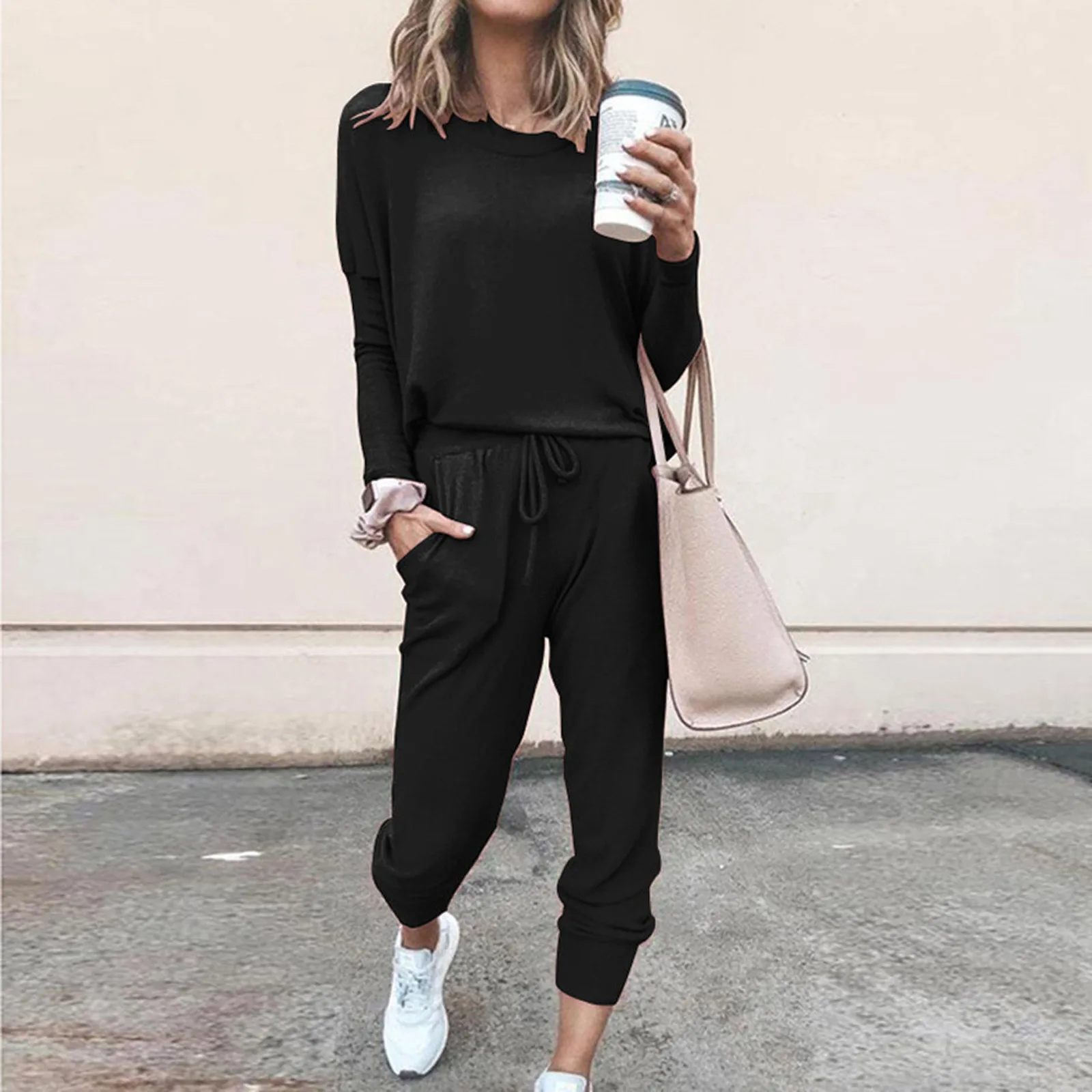 2023 New 2 Pieces Set Women Casual Tracksuit Loose Pullover Tops Jogging Pants Set Female Homewear Suit Sportswear