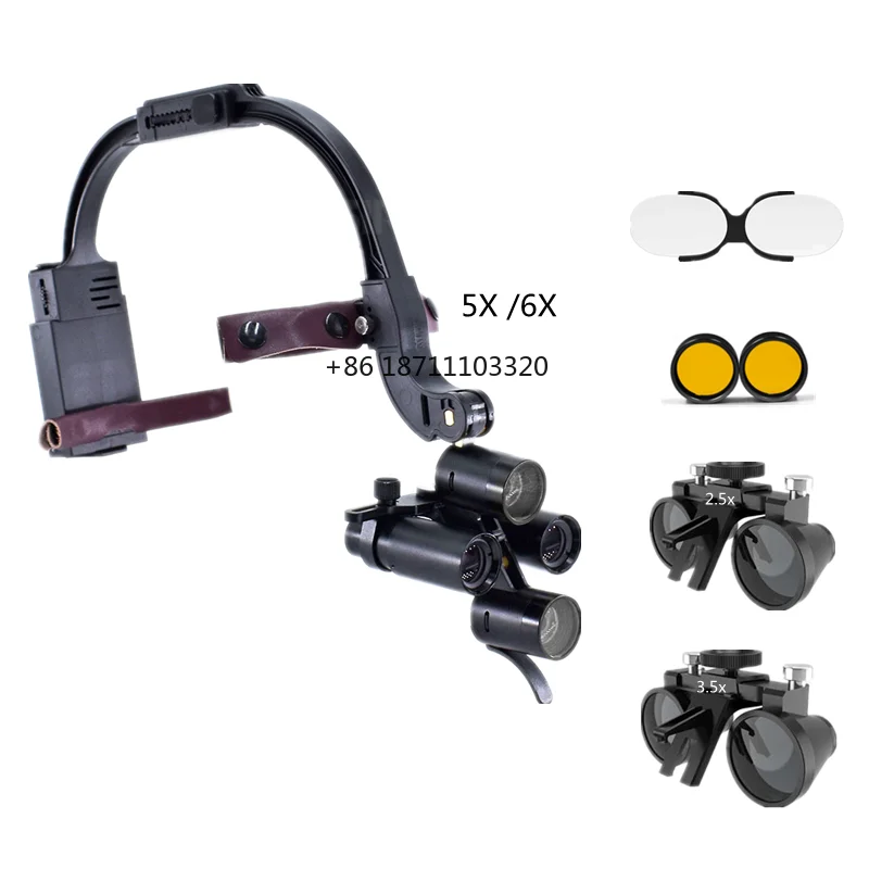 Upgrade Dental Surgical Headlight 5.0X 6.0x 3.5x 2.5x Magnification Binocular Loupes With Light  For Lab Equipment Headlamp