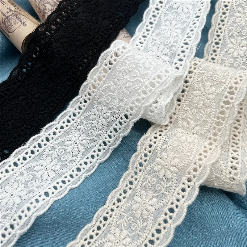 5Yard/Lot Breite 4,5 CM Baumwolle Bilateralen Bestickte Spitze Trim kinder Kleidung Kleid Kragen Dekorative Hause Stoff – Detail 3