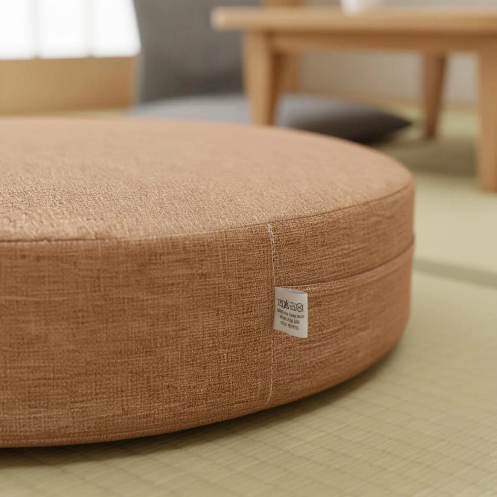 Japanese Floor Pillow Removable Cleanable Cover Round Meditation Pillow Embroidered Zabuton Pillow Retains Shape for Tea Room - view 4